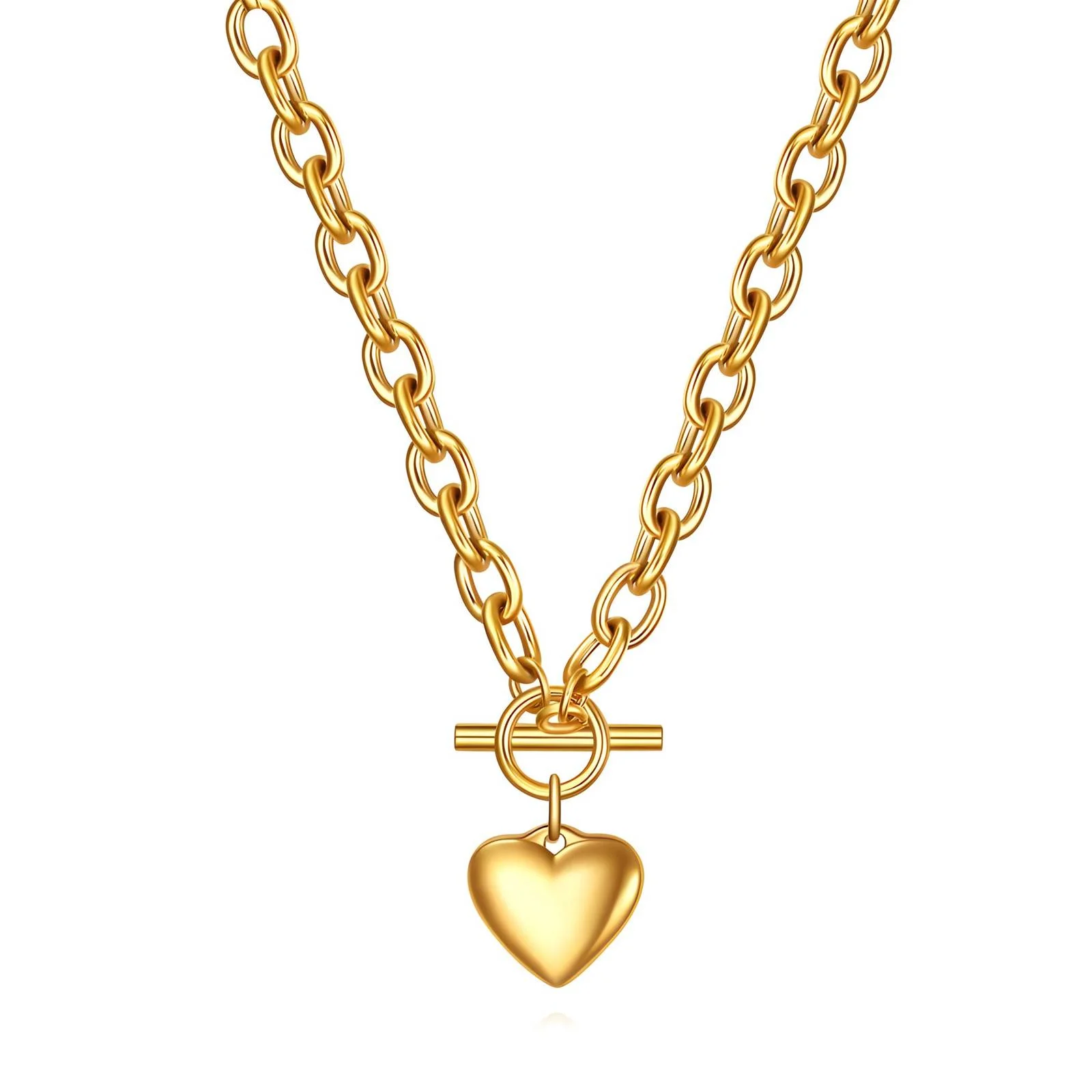 Collier Cœur Doré Précieux porté