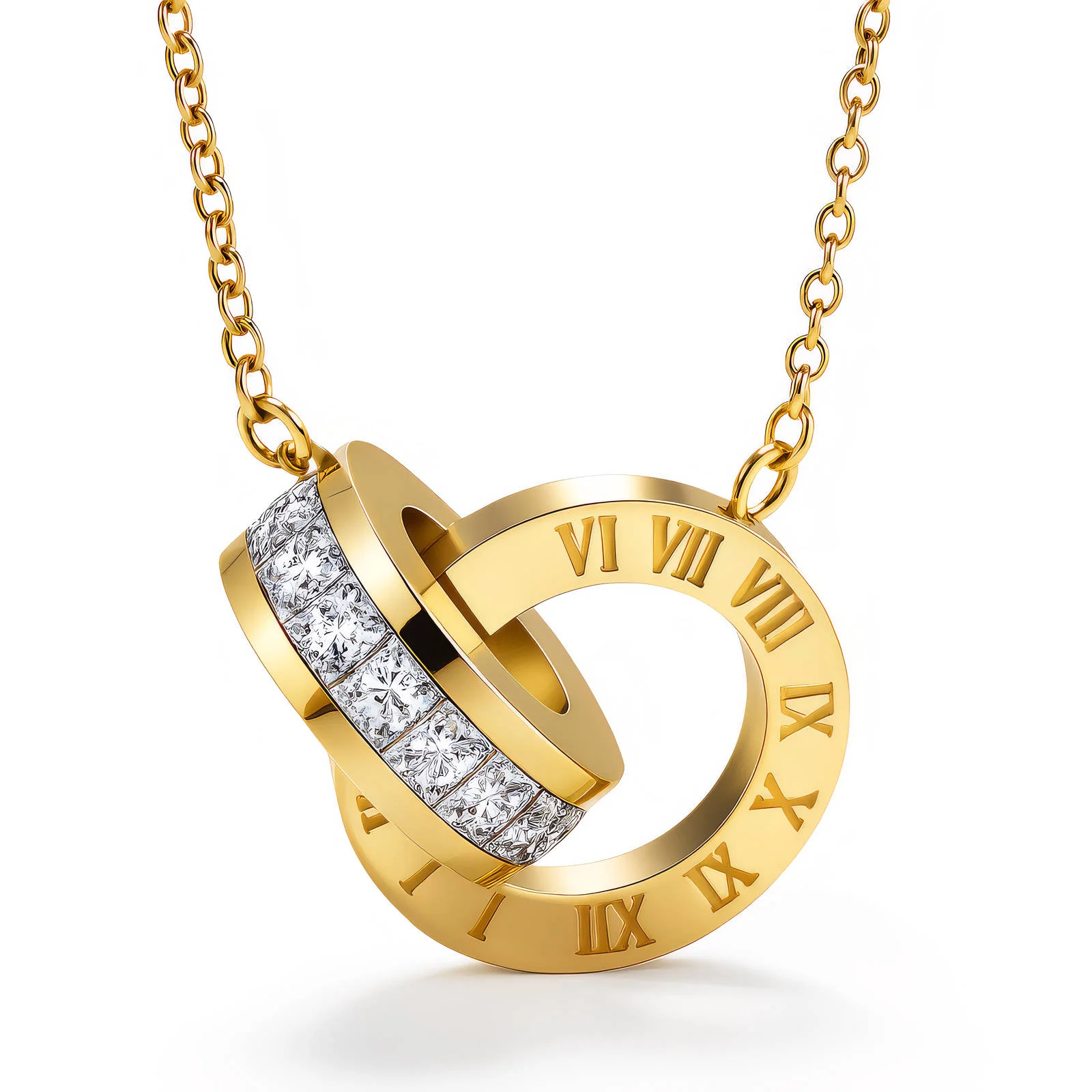 Collier Maillons Élégants Doré porté