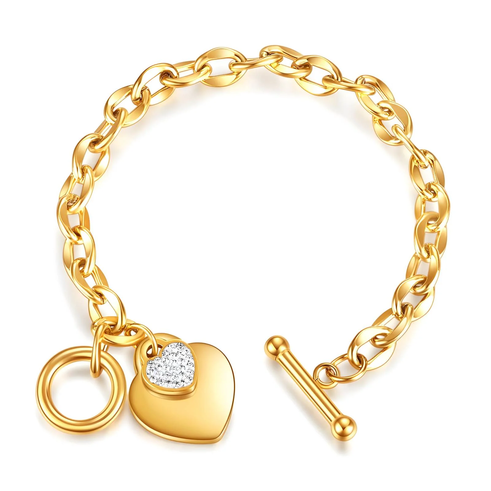 Bracelet Multi-Cœurs Doré porté