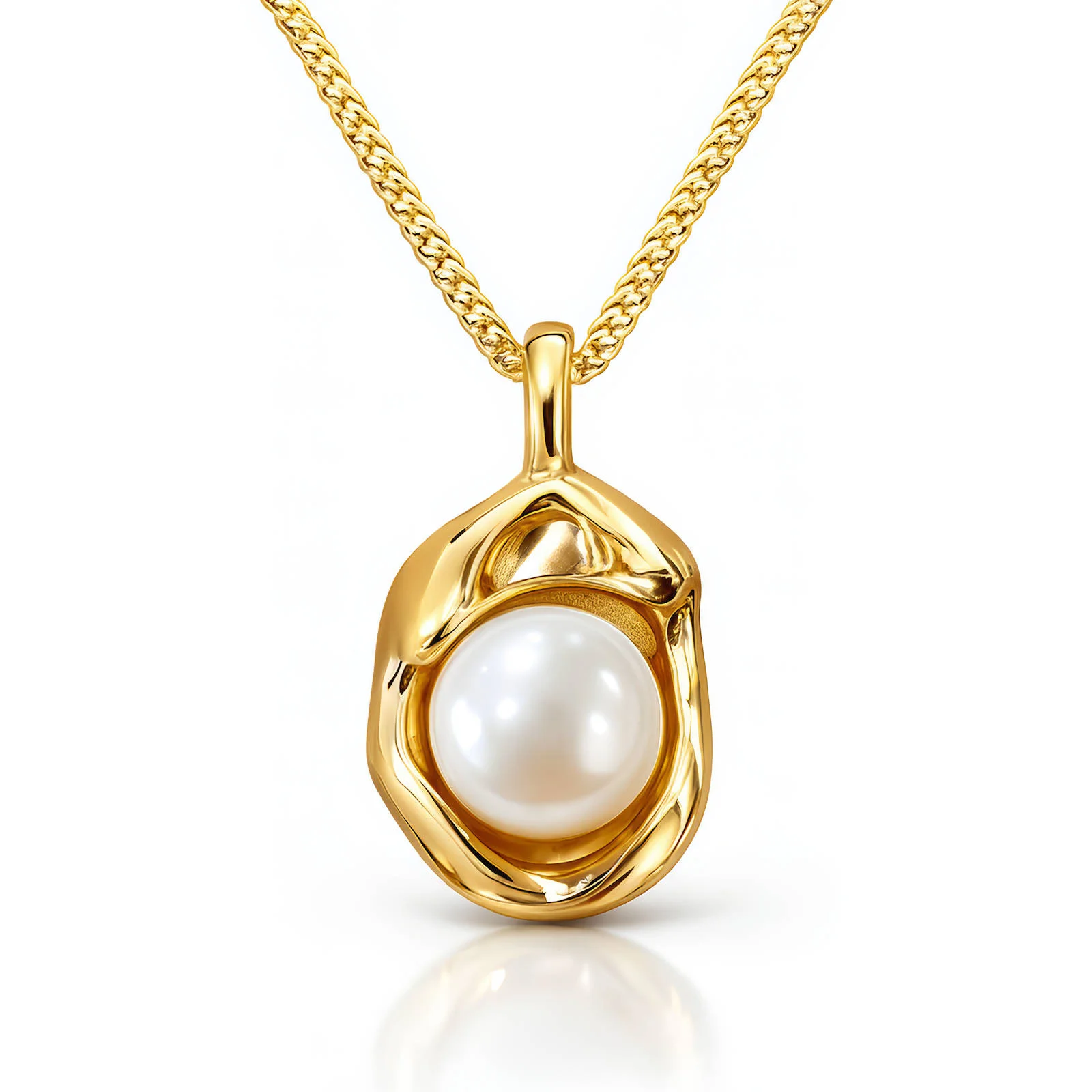 Collier Maillons Élégants Doré porté