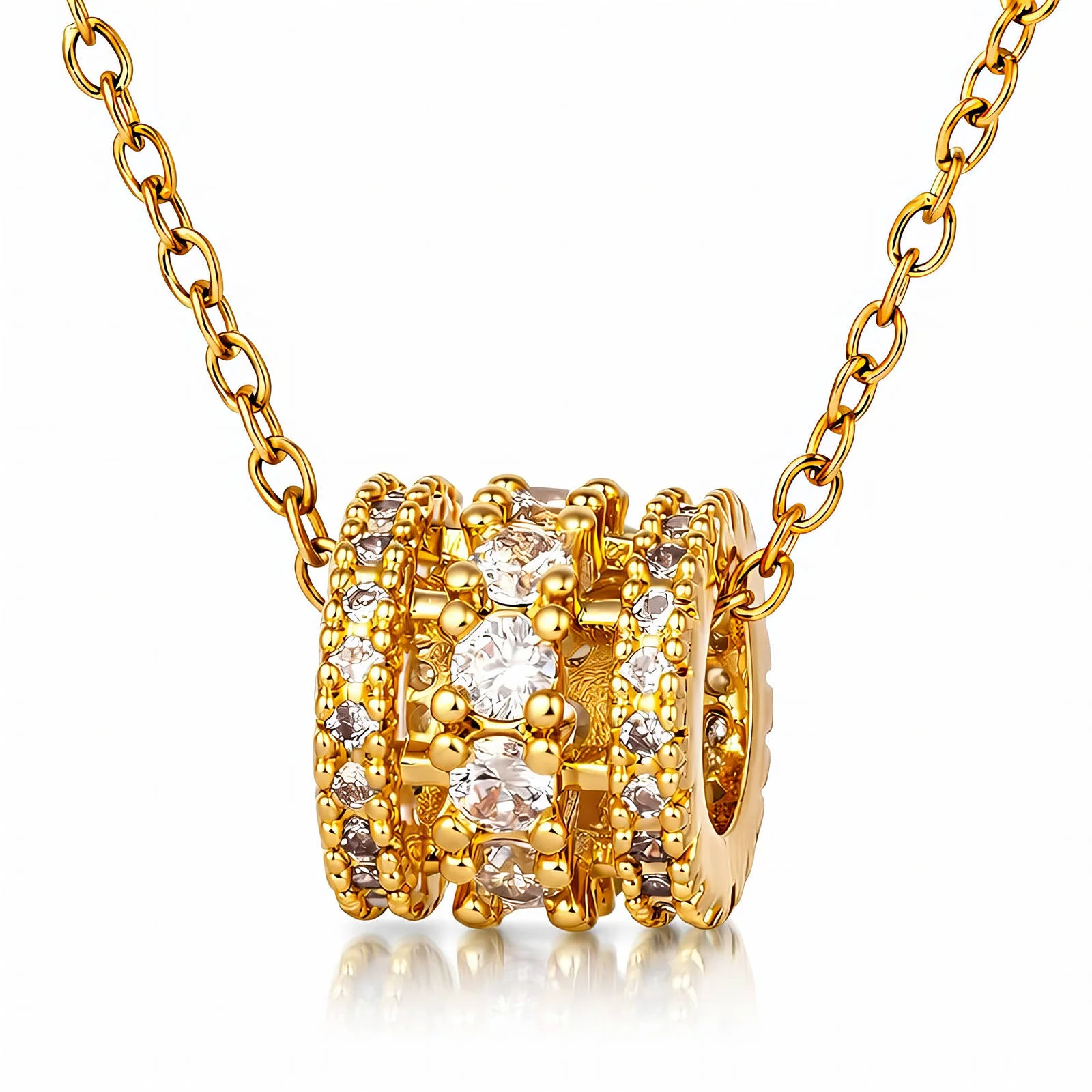 Collier Maillons Élégants Doré porté