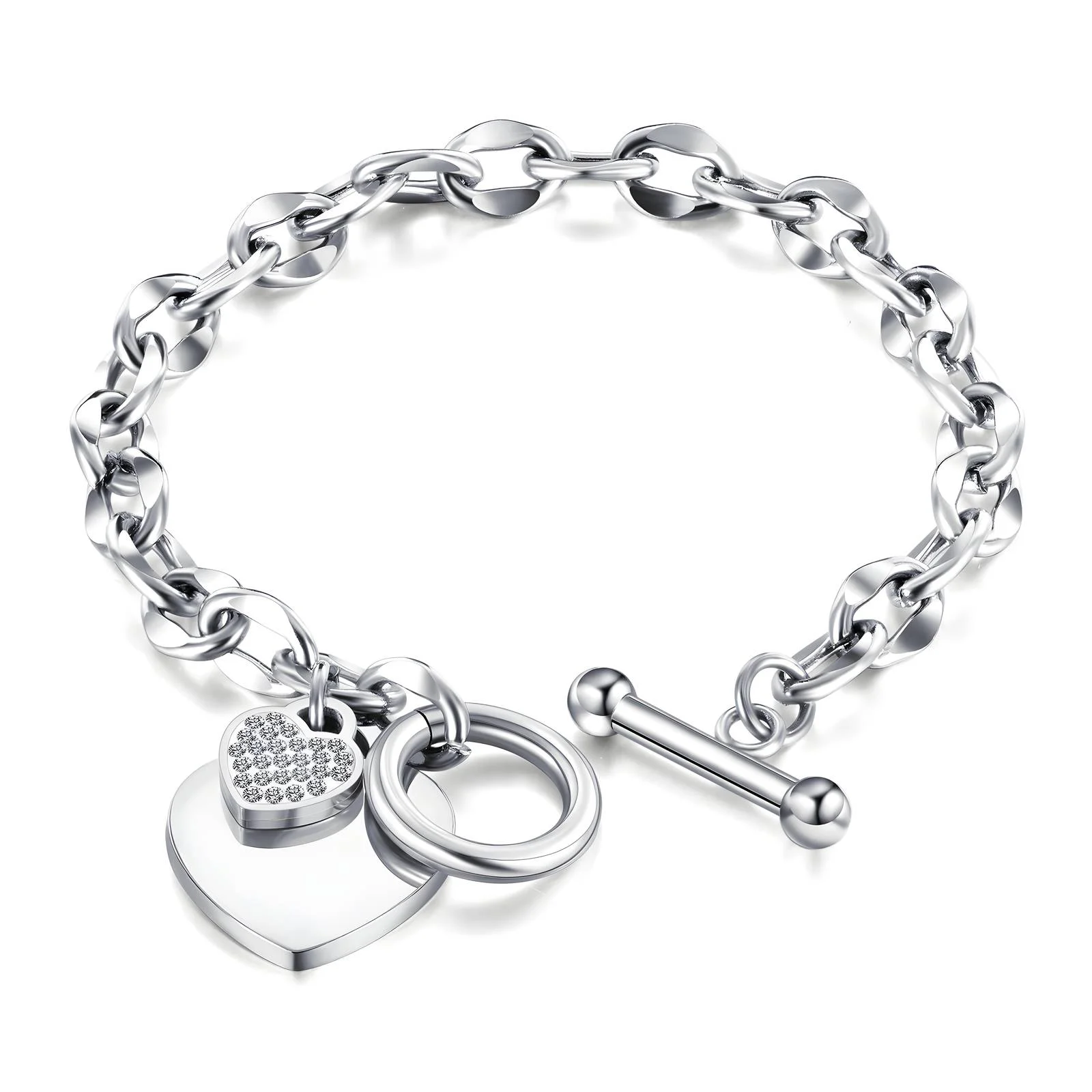 Bracelet Cœur Pur Acier